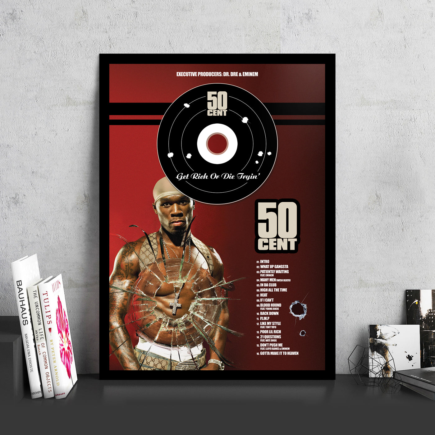 50 CENT 'GET RICH OR DIE TRYING' FRAMED CD ALBUM PLAQUE