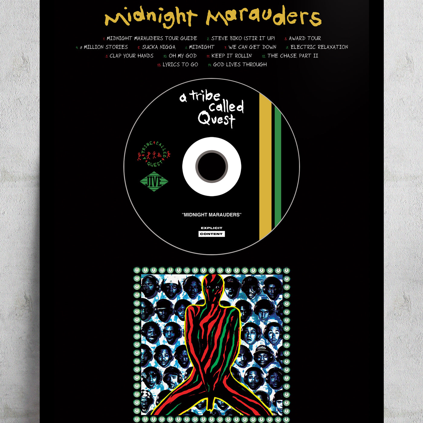 A TRIBE CALLED QUEST 'MIDNIGHT MARAUDERS' FRAMED CD ALBUM PLAQUE