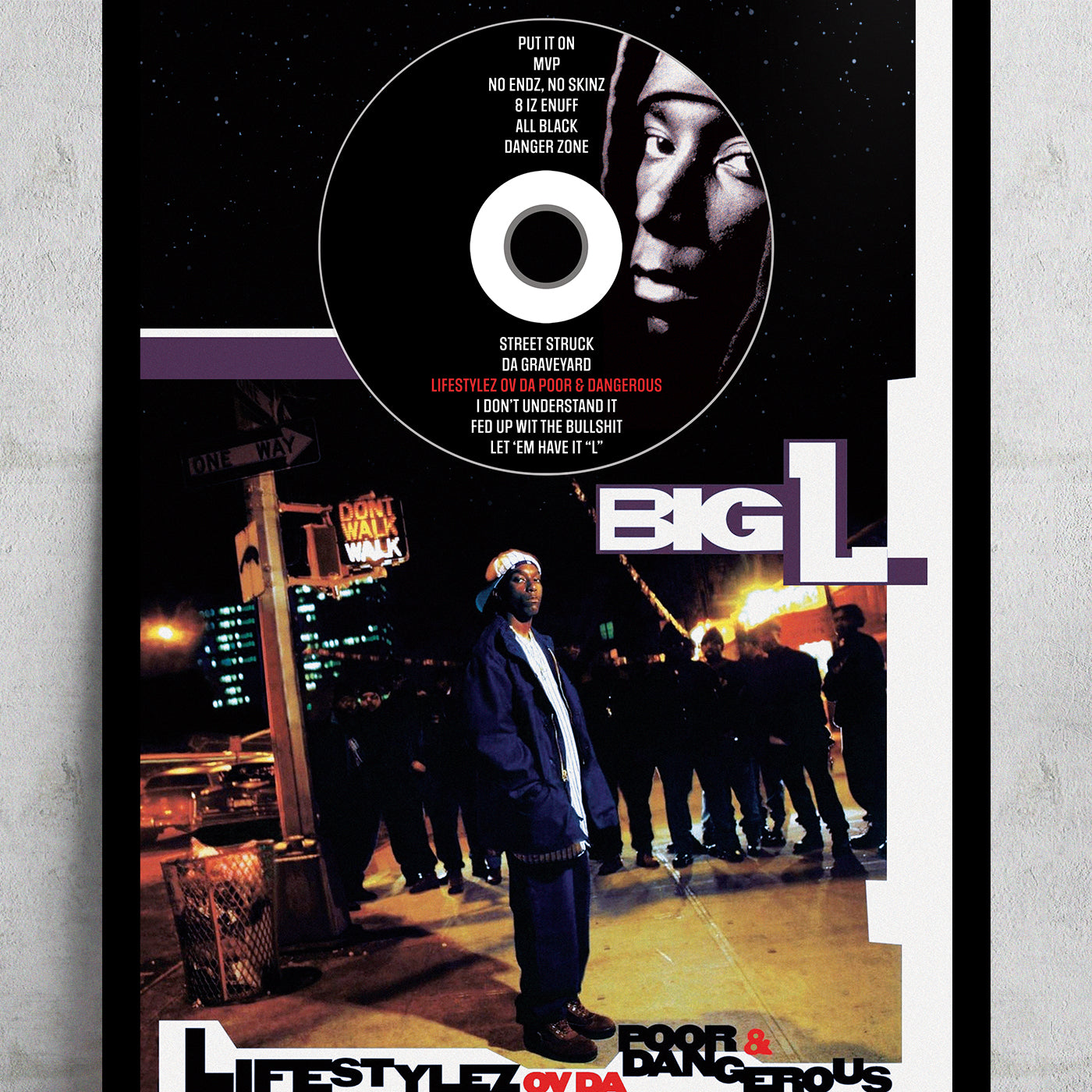 BIG L 'LIFESTYLEZ OV DA POOR & DANGEROUS' FRAMED CD ALBUM PLAQUE