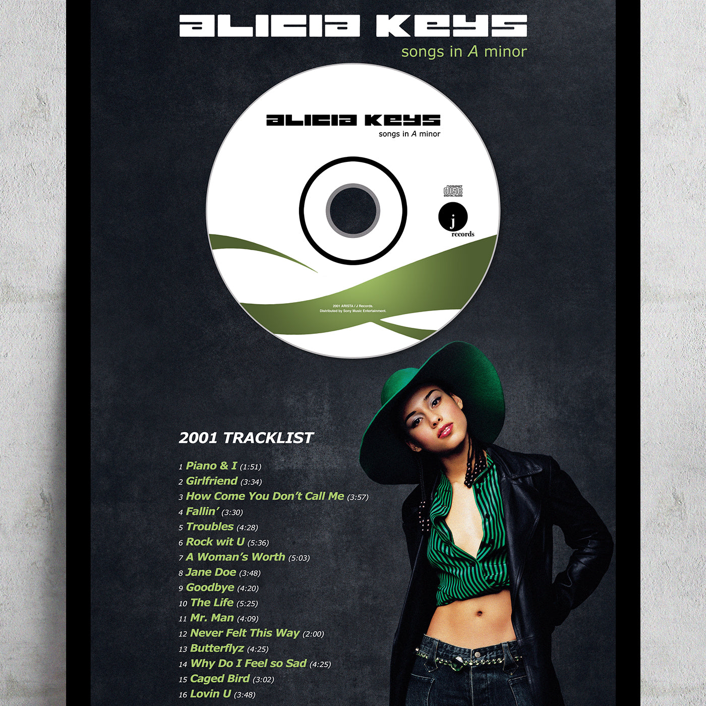 ALICIA KEYS 'SONGS IN A MINOR' FRAMED CD ALBUM PLAQUE