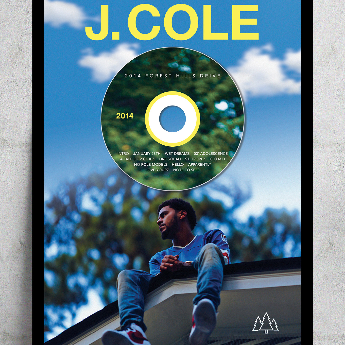 J COLE '2014 FOREST HILL DRIVE' FRAMED CD ALBUM PLAQUE