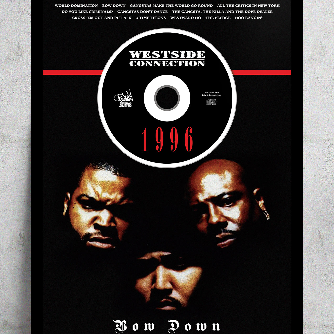 WESTSIDE CONNECTION 'BOW DOWN' FRAMED CD ALBUM PLAQUE