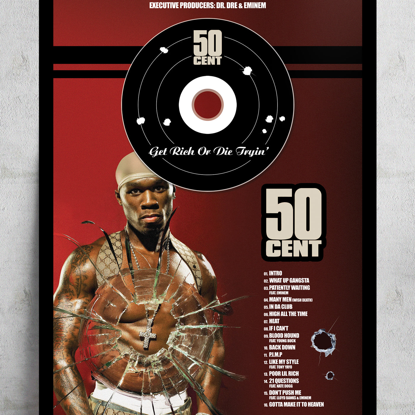 50 CENT 'GET RICH OR DIE TRYING' FRAMED CD ALBUM PLAQUE