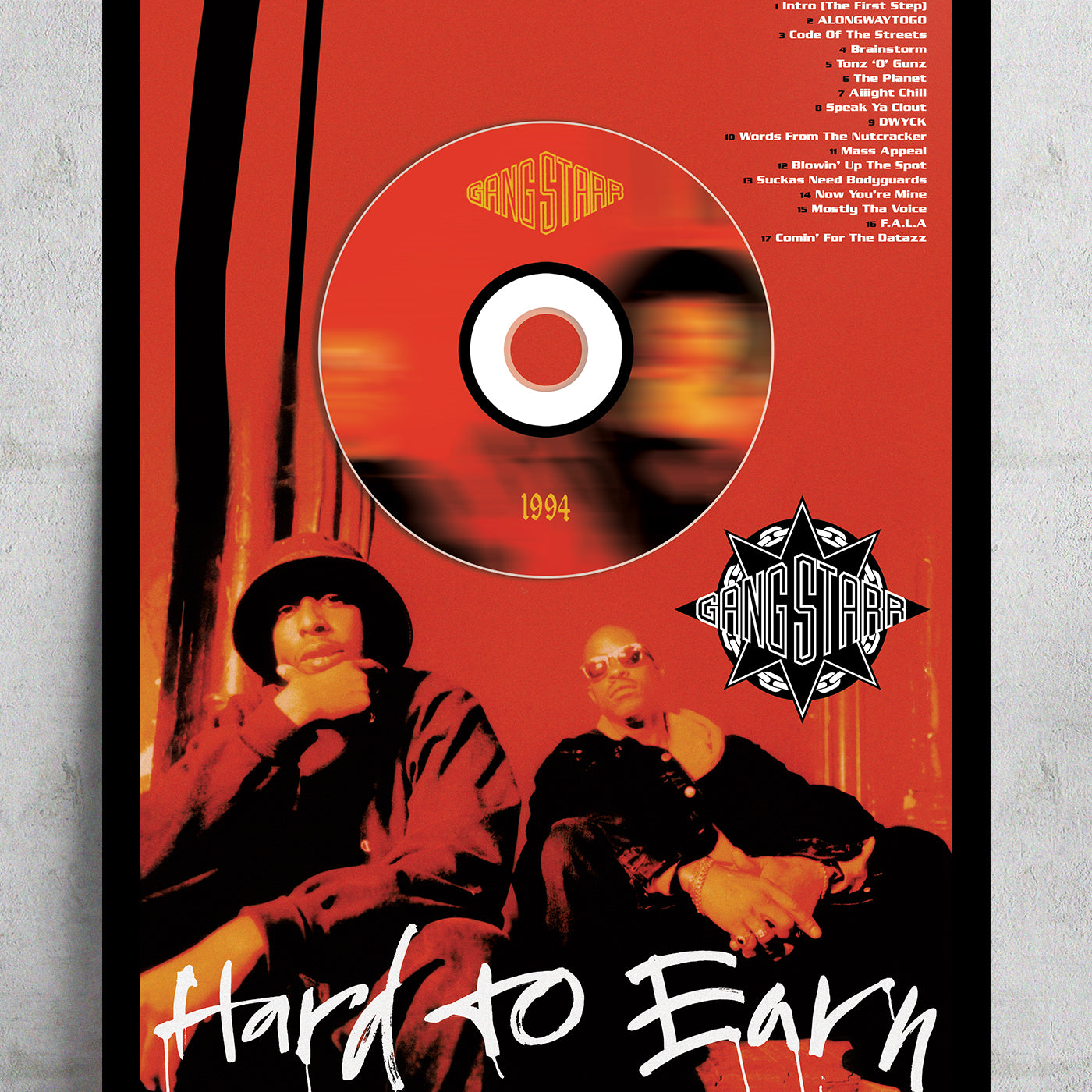 GANG STARR 'HARD TO EARN' FRAMED CD ALBUM PLAQUE