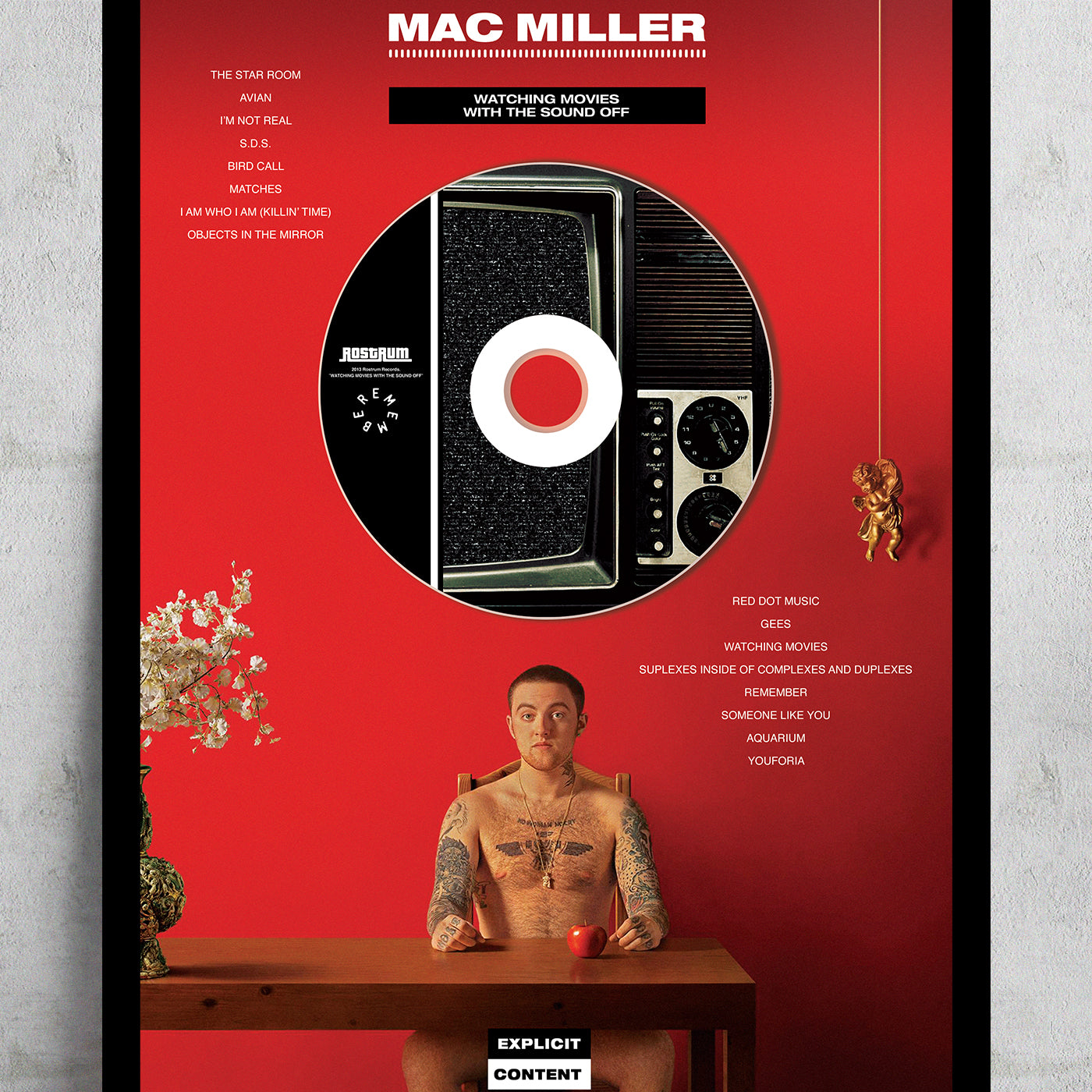 MAC MILLER 'WATCHING MOVIES WITH THE SOUND OFF' FRAMED CD ALBUM PLAQUE