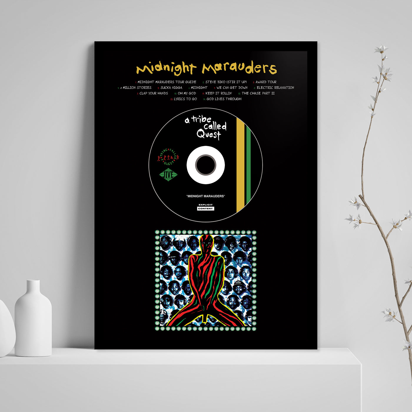 A TRIBE CALLED QUEST 'MIDNIGHT MARAUDERS' FRAMED CD ALBUM PLAQUE