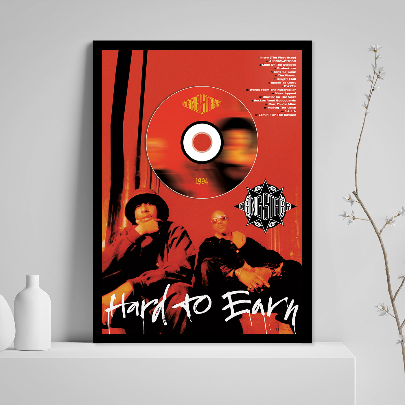 GANG STARR 'HARD TO EARN' FRAMED CD ALBUM PLAQUE