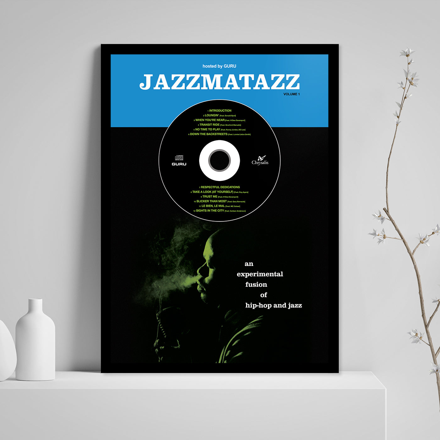 GURU 'JAZZMATAZZ VOL. 1' FRAMED CD ALBUM PLAQUE