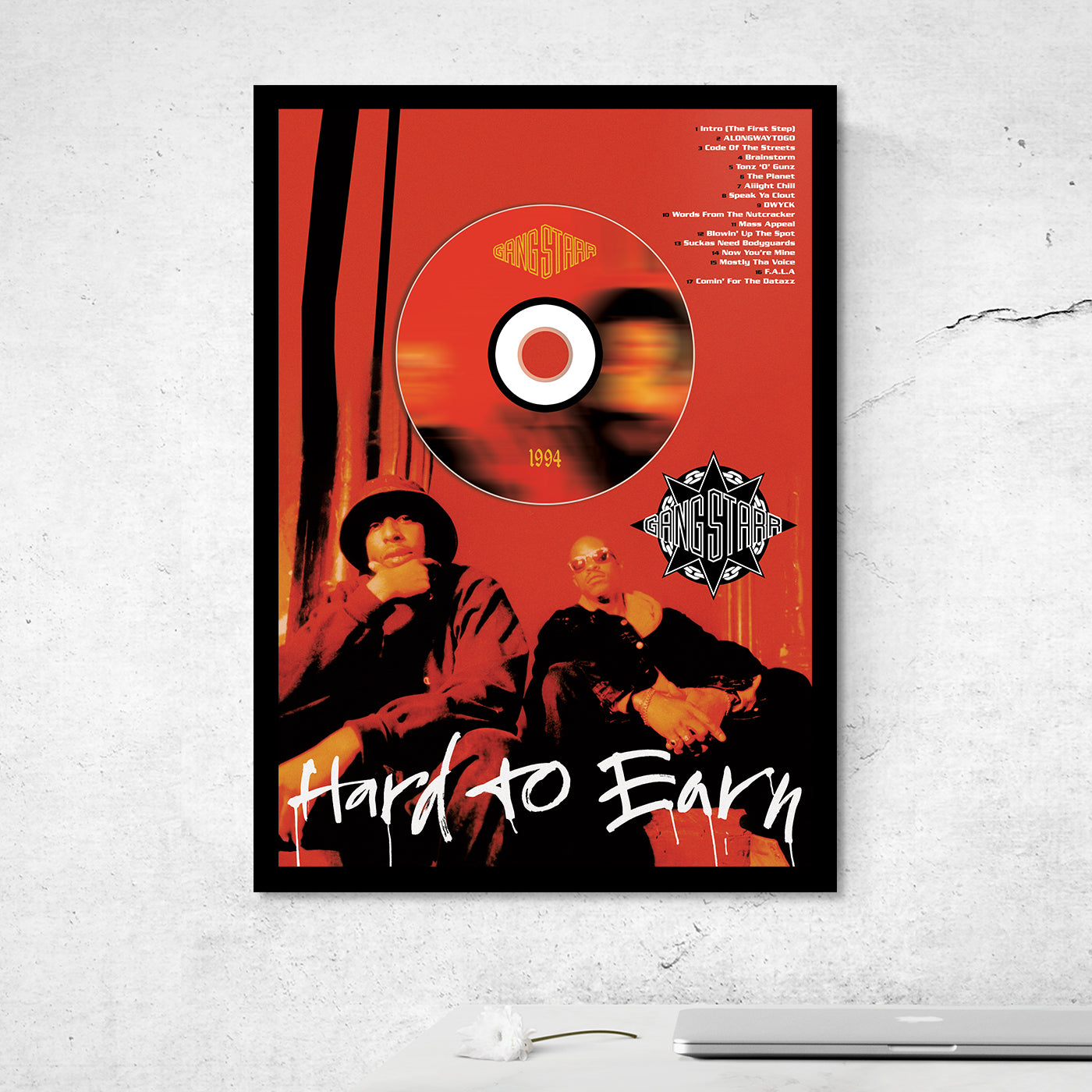 GANG STARR 'HARD TO EARN' FRAMED CD ALBUM PLAQUE