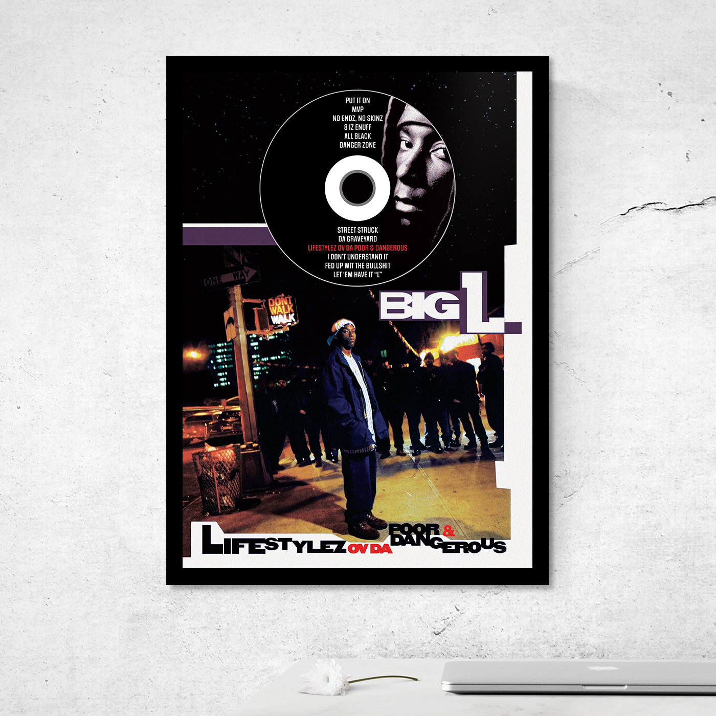 BIG L 'LIFESTYLEZ OV DA POOR & DANGEROUS' FRAMED CD ALBUM PLAQUE